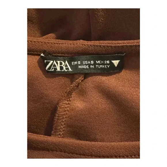 ZARA Women’s Small Brown Cutout Pleated Dress NWOT - Picture 5 of 8